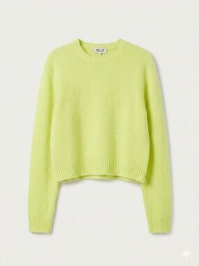Baum Und Pferdgarten Alpaca Wool Blend Neon Lime Crewneck Sweater - Women